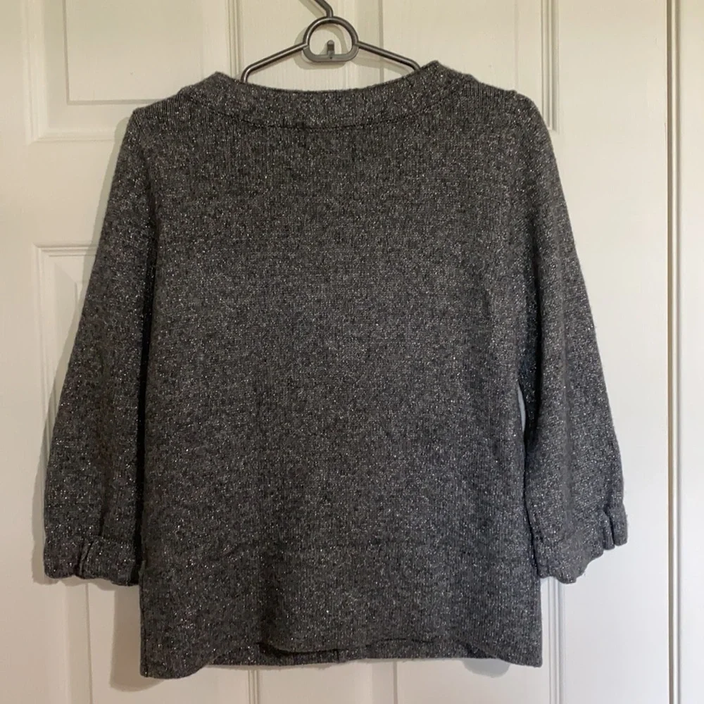 Eddie Bauer Button Gray w/ Silver Cardigan M